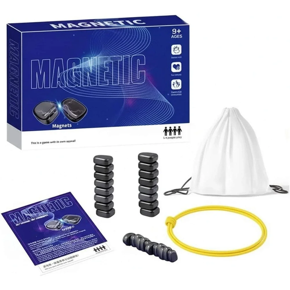 Magnetic Chess Game‎ Intelligence Strategy Set with Magnetic Stones and Bag 9+
